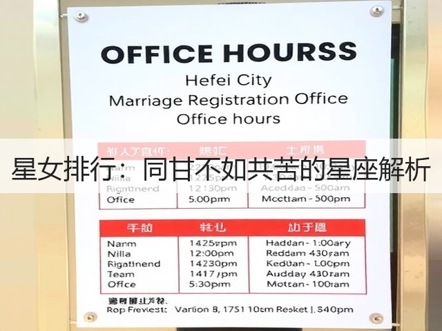 星女排行：同甘不如共苦的星座解析(图1)